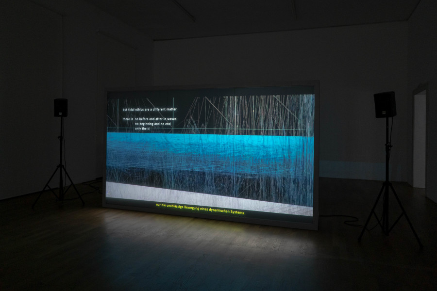 Su Yu Hsin and Angelo Goh, Tidal Variations, 2021. Exhibition view Su Yu Hsin – Wet Mechanics of Seeing, Kunsthalle Winterthur. Photo: Joëlle Menzi.