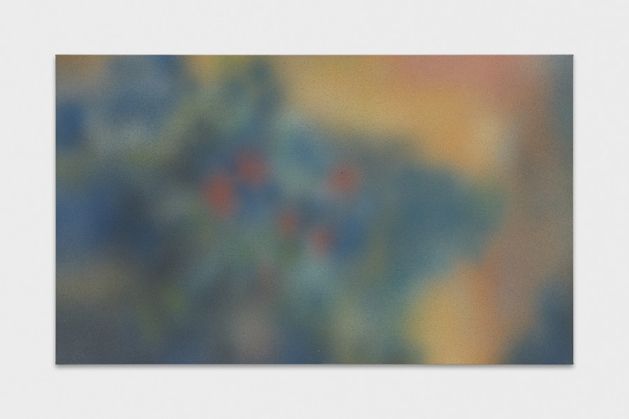 Réfléchis bien, EAC (les halles), Porrentruy, 11 May – 6 July 2025. Isabelle Cornaro, (Ophélie au milieu des fleurs, 1905–1908), 2019, Spray on canvas, Courtesy of the artist and Galerie Francesca Pia, Zürich