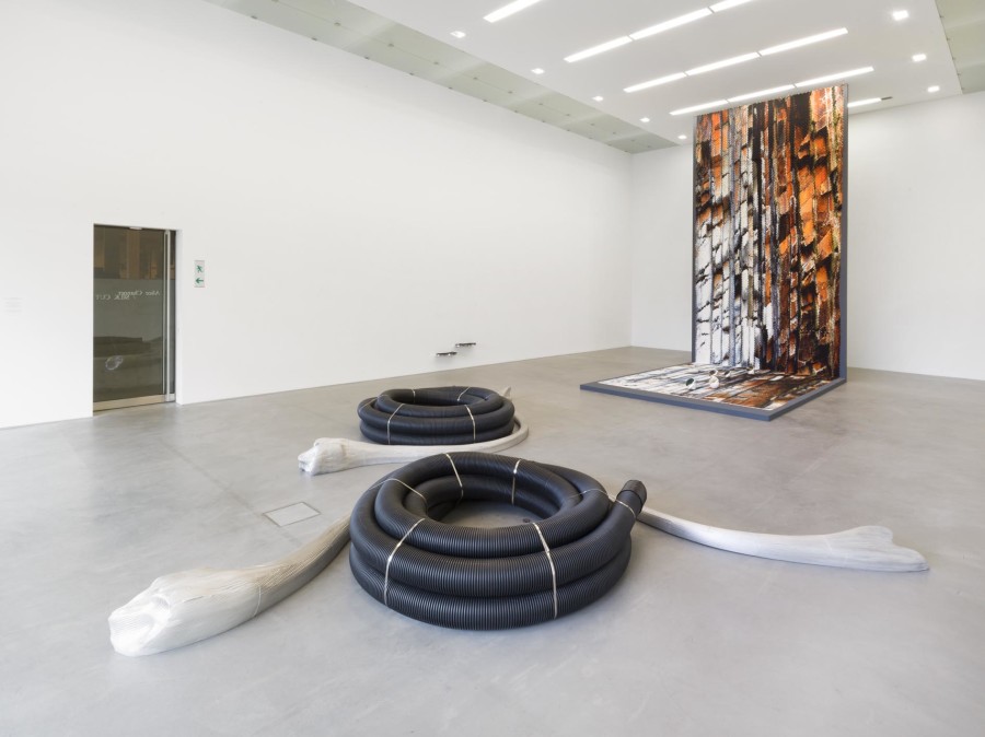 Exhibition view, Alice Channer, Heavy Metals / Silk Cut, Kunstmuseum Appenzell / Kunsthalle Appenzell, 2023. Photography: Roman März