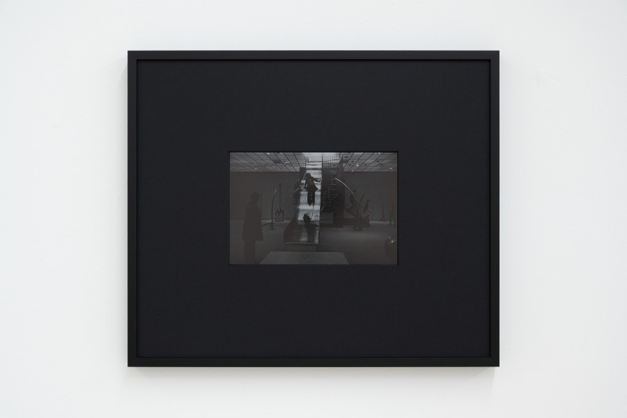 View of Untitled (Bernhard Luginbühl at Kunsthaus Zürich) 1972, Inkjet print on paper, 2026, 32 x 38 cm, framed, at Ausstellungsraum Klingental, Basel, 2026 / Photo: Finn Curry / © Maria Netter, SIK- ISEA (Zürich); Courtesy: Fotostiftung Schweiz, Diogo Pinto