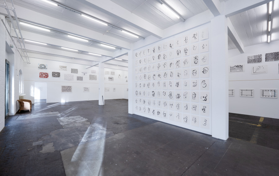 Sam Porritt, «One Thing After Another (Drawings 2005–2025)» exhibition view, 2025. Photo: Kunst Halle Sankt Gallen, E. Sommer.